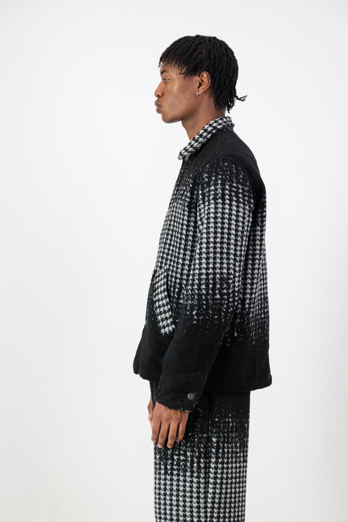 HOUNDSTOOTH PRINT SHIRT JACKET