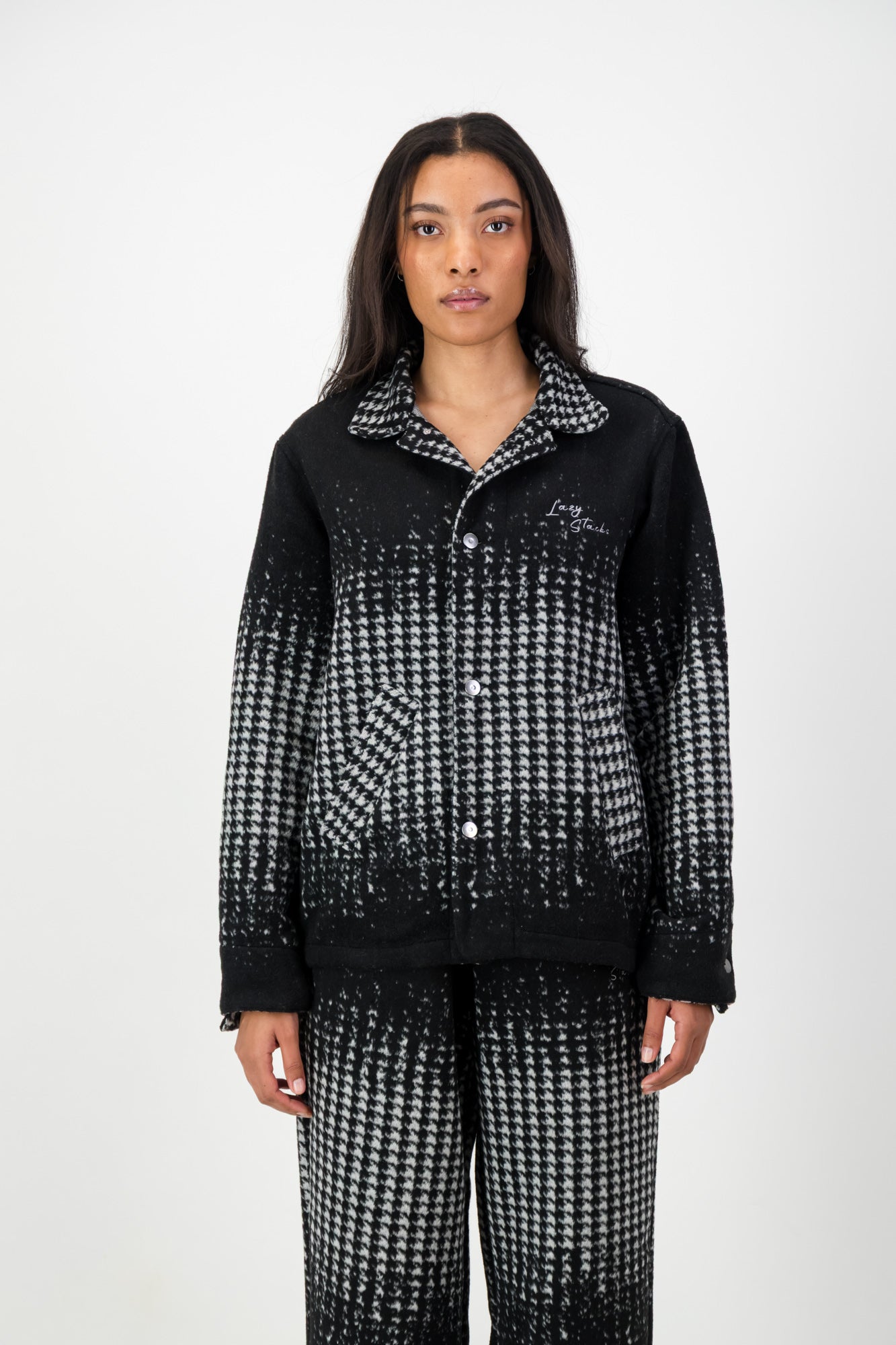 HOUNDSTOOTH PRINT SHIRT JACKET