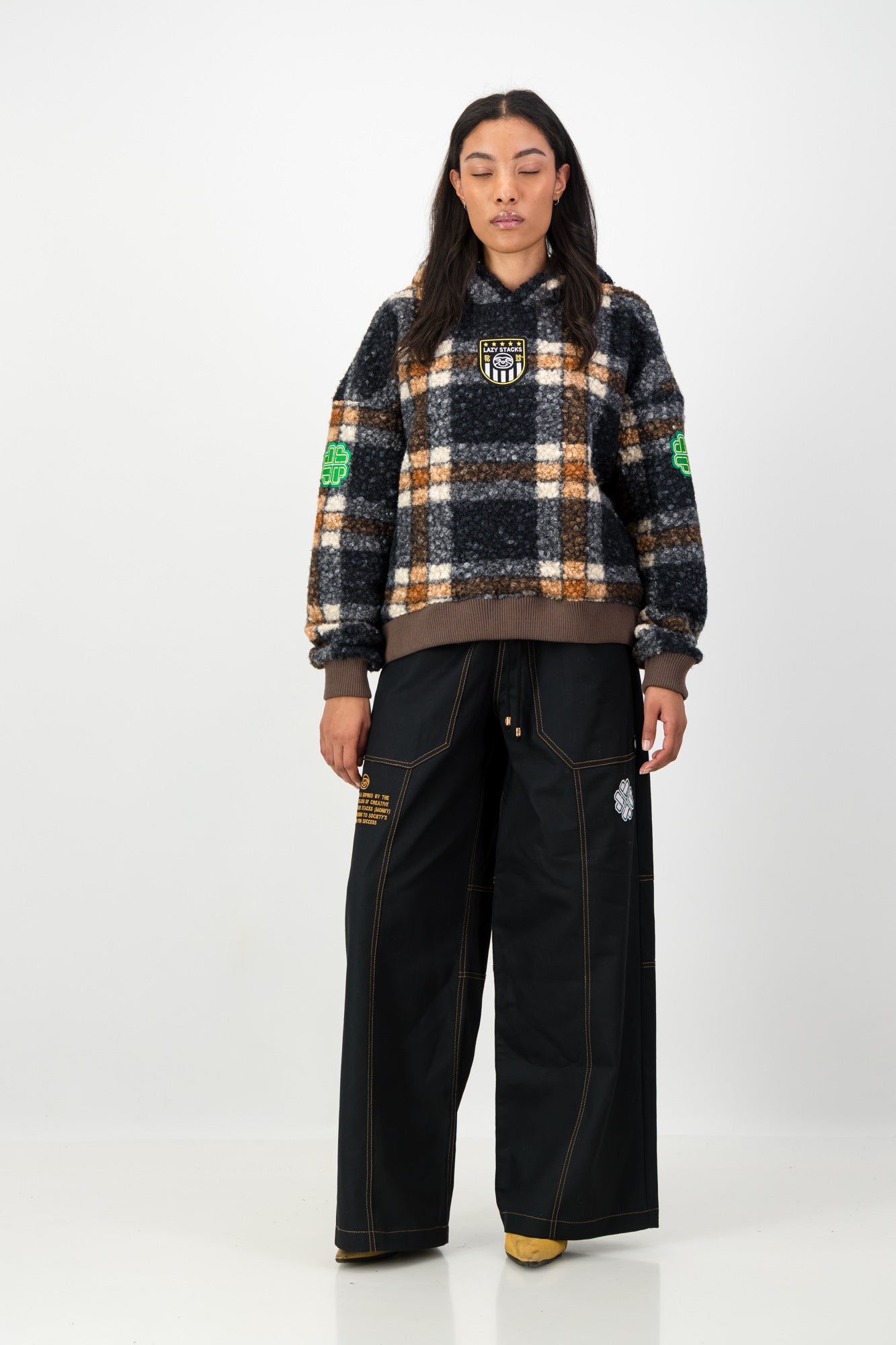 TOPSTITCHED DENIM PANTS BLACK