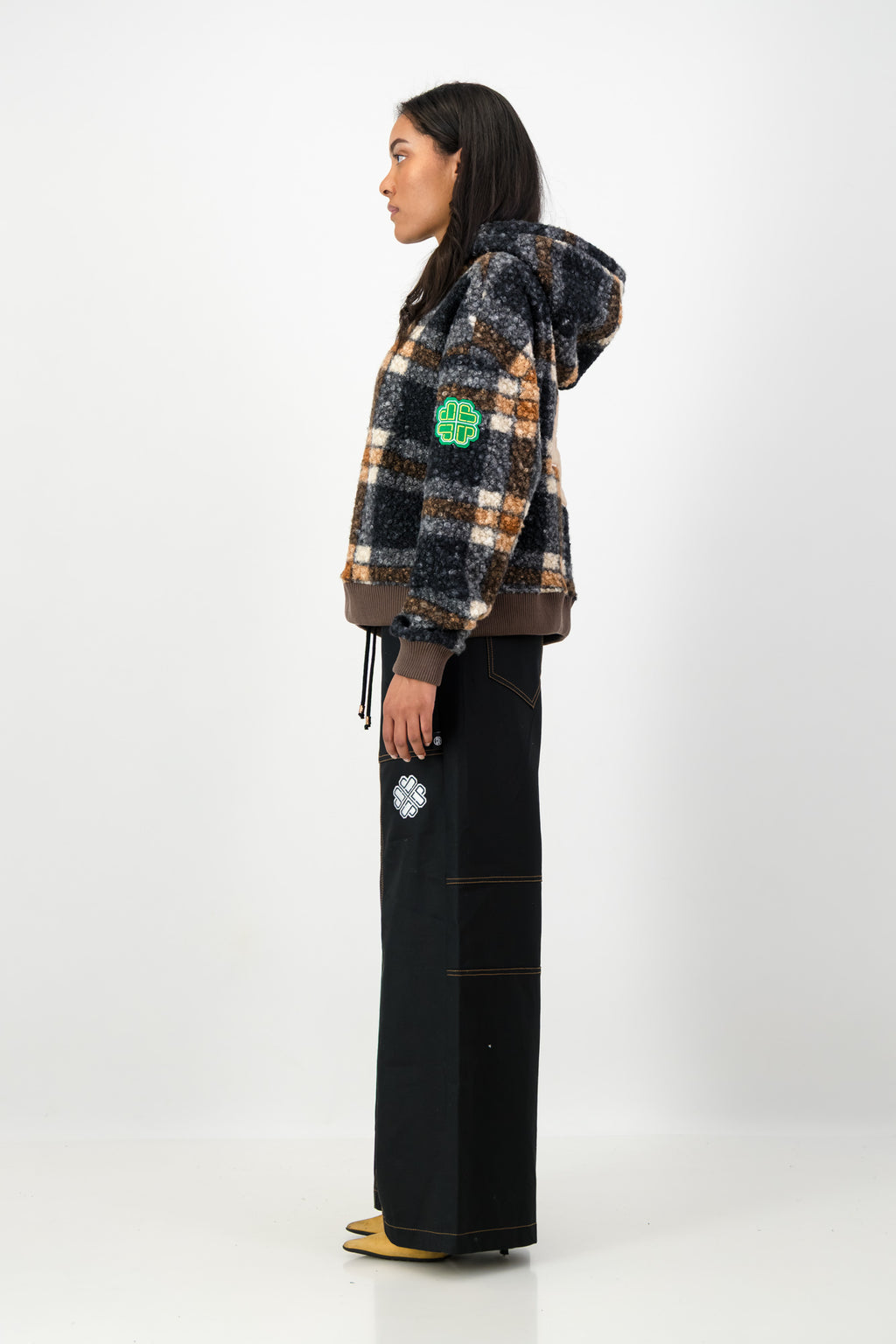 TOPSTITCHED DENIM PANTS BLACK