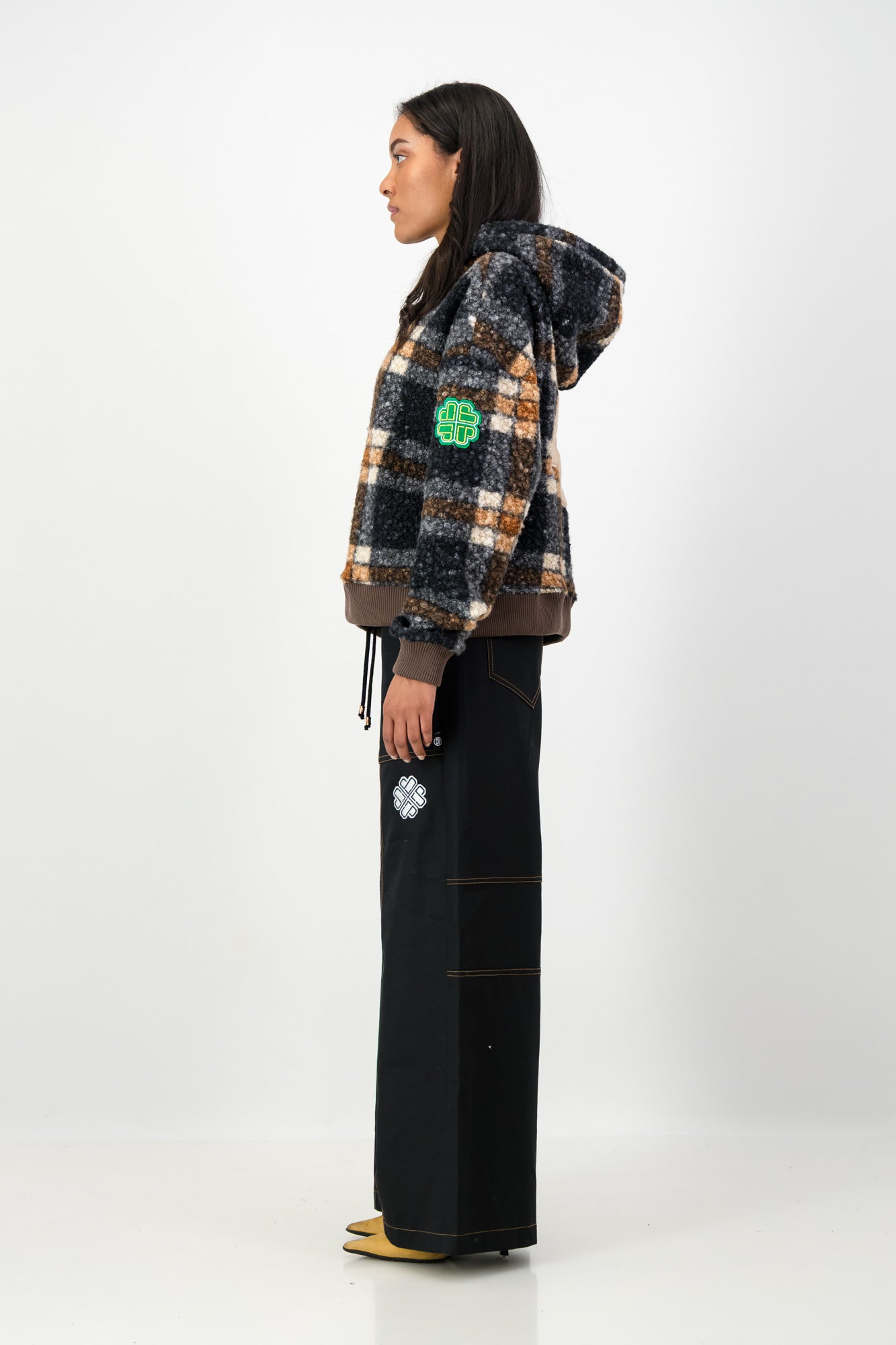 TOPSTITCHED DENIM PANTS BLACK