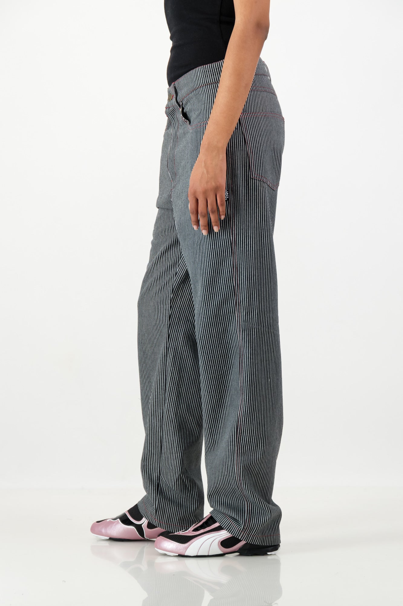 STRIPPED RELAXED UTILITY JEANS