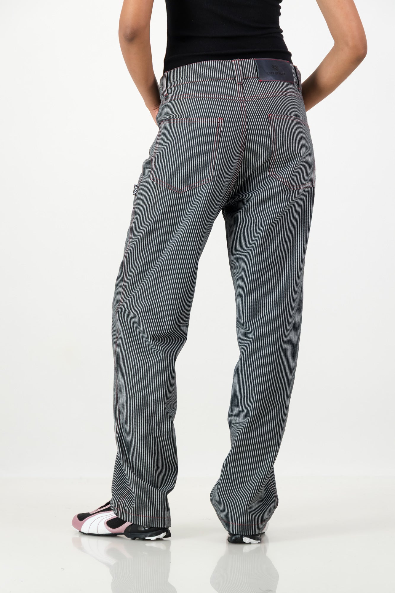STRIPPED RELAXED UTILITY JEANS