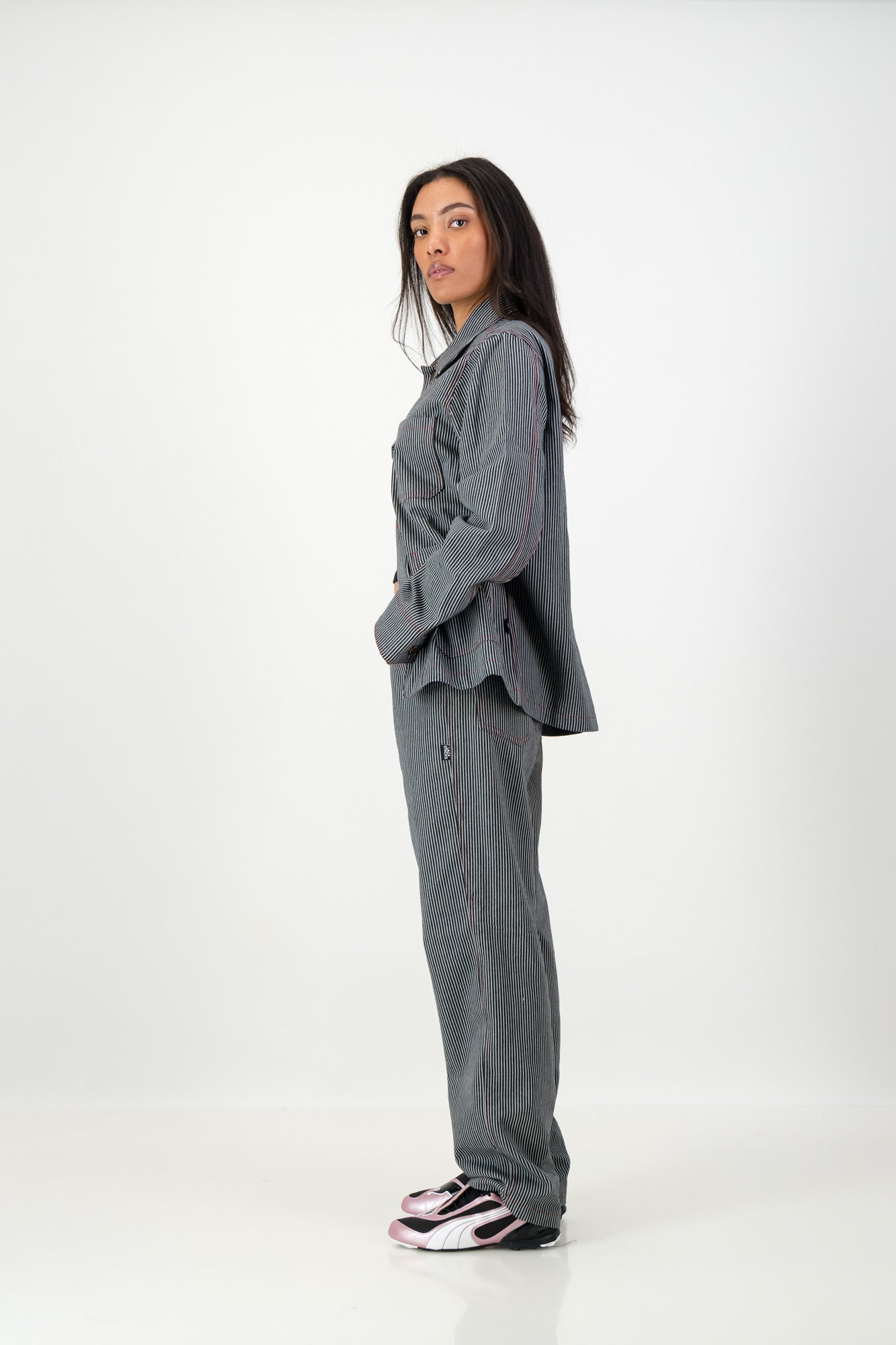 STRIPPED RELAXED UTILITY JEANS