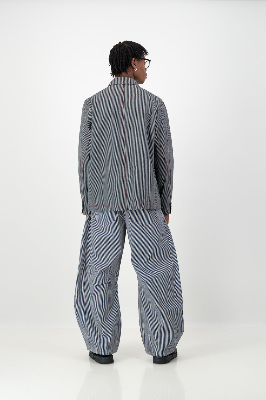 STRIPPED UTILITY DENIM JACKET
