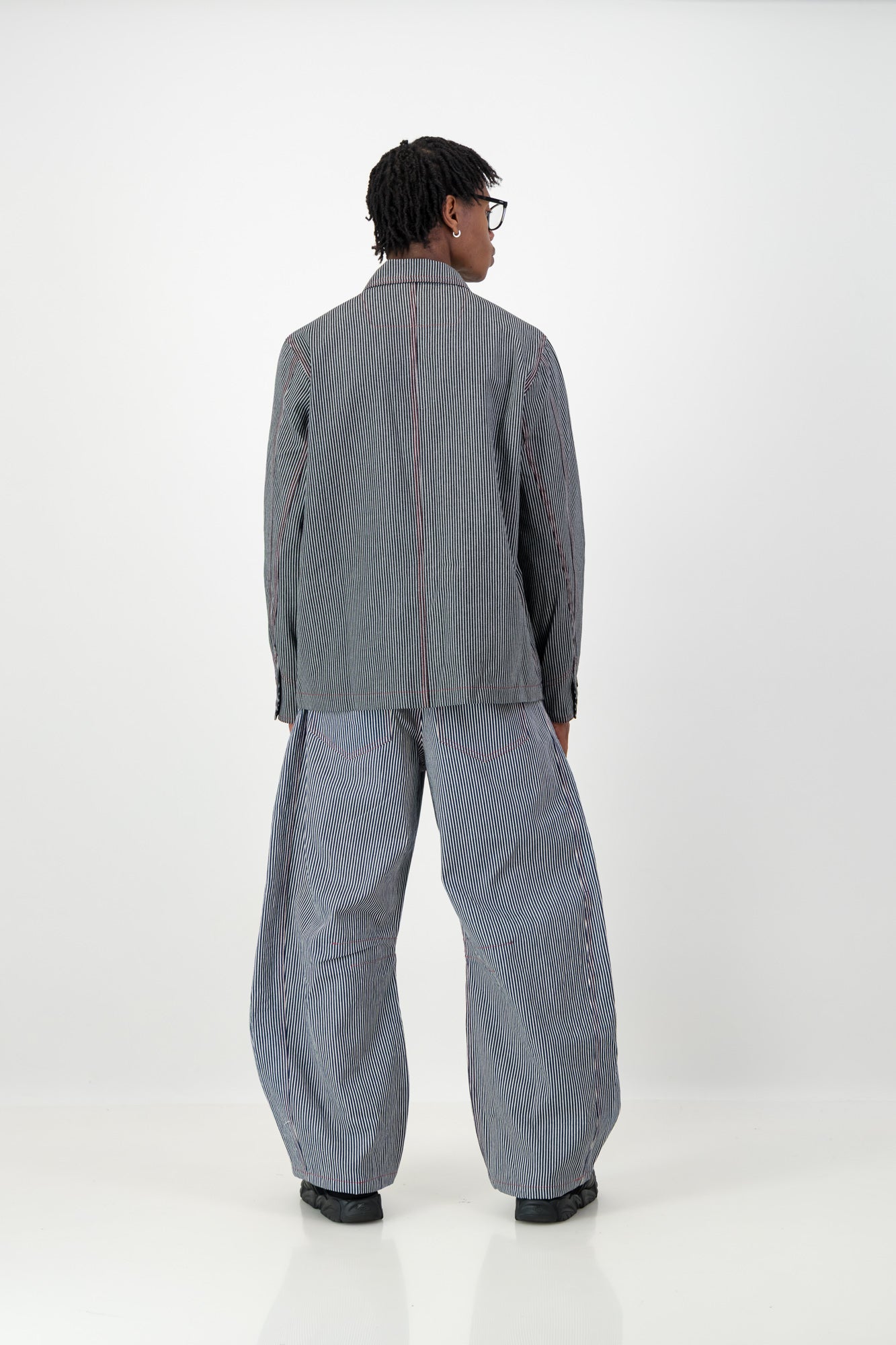 STRIPPED UTILITY DENIM JACKET
