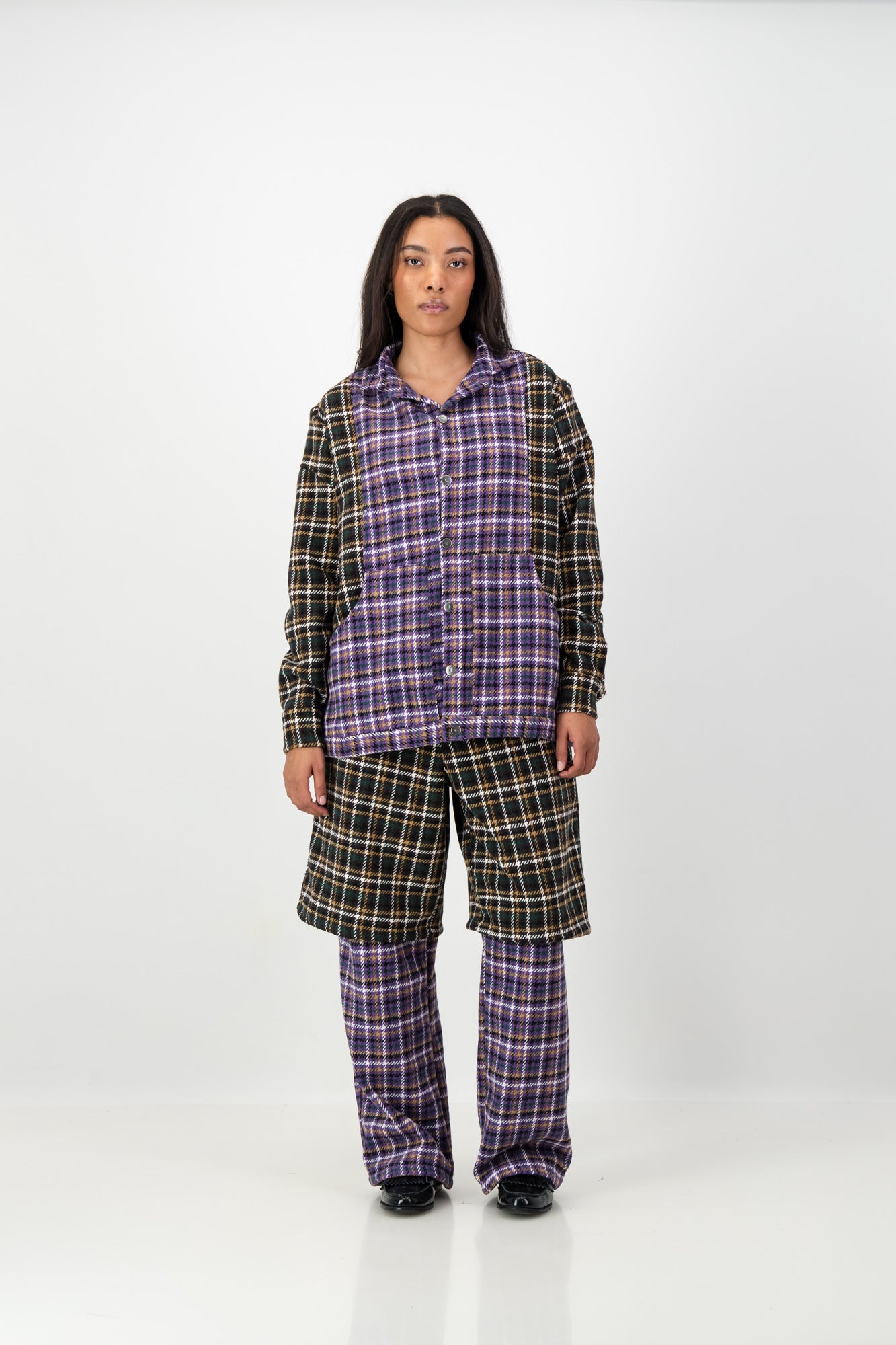 LAYERED PLAID PANTS