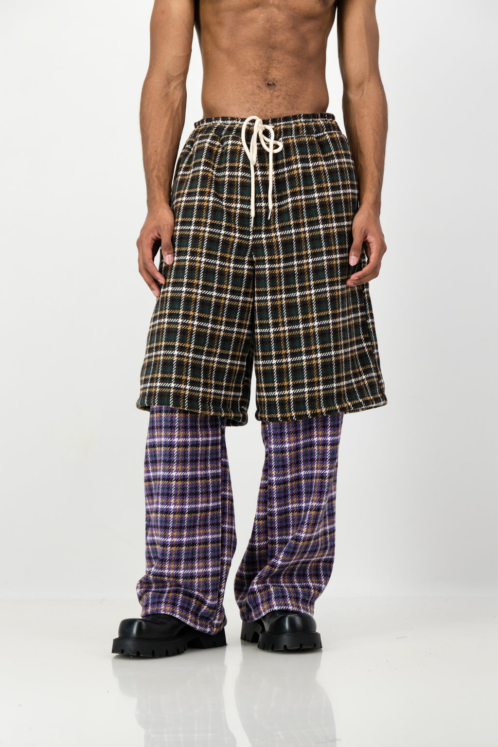 LAYERED PLAID PANTS