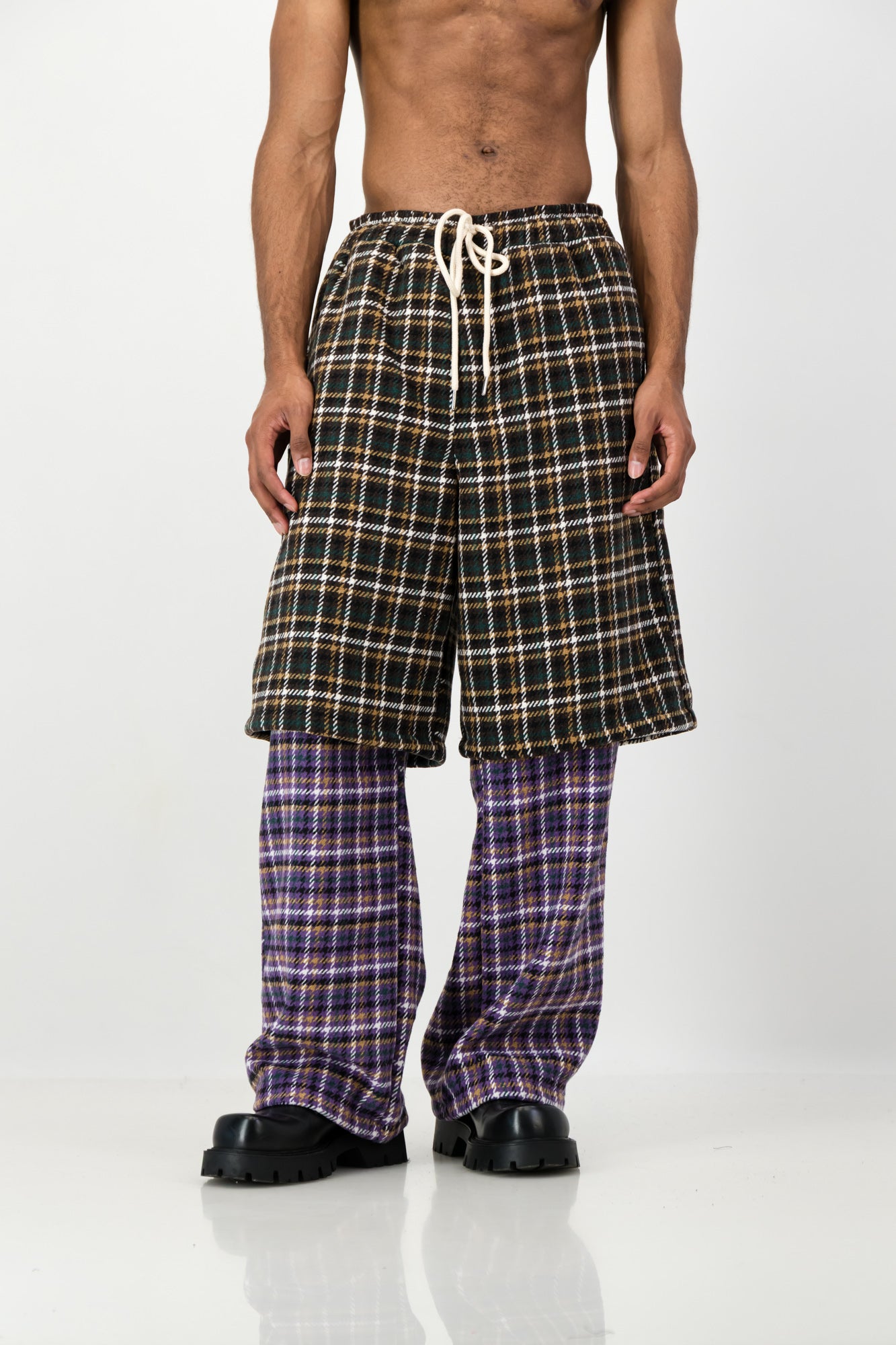 LAYERED PLAID PANTS
