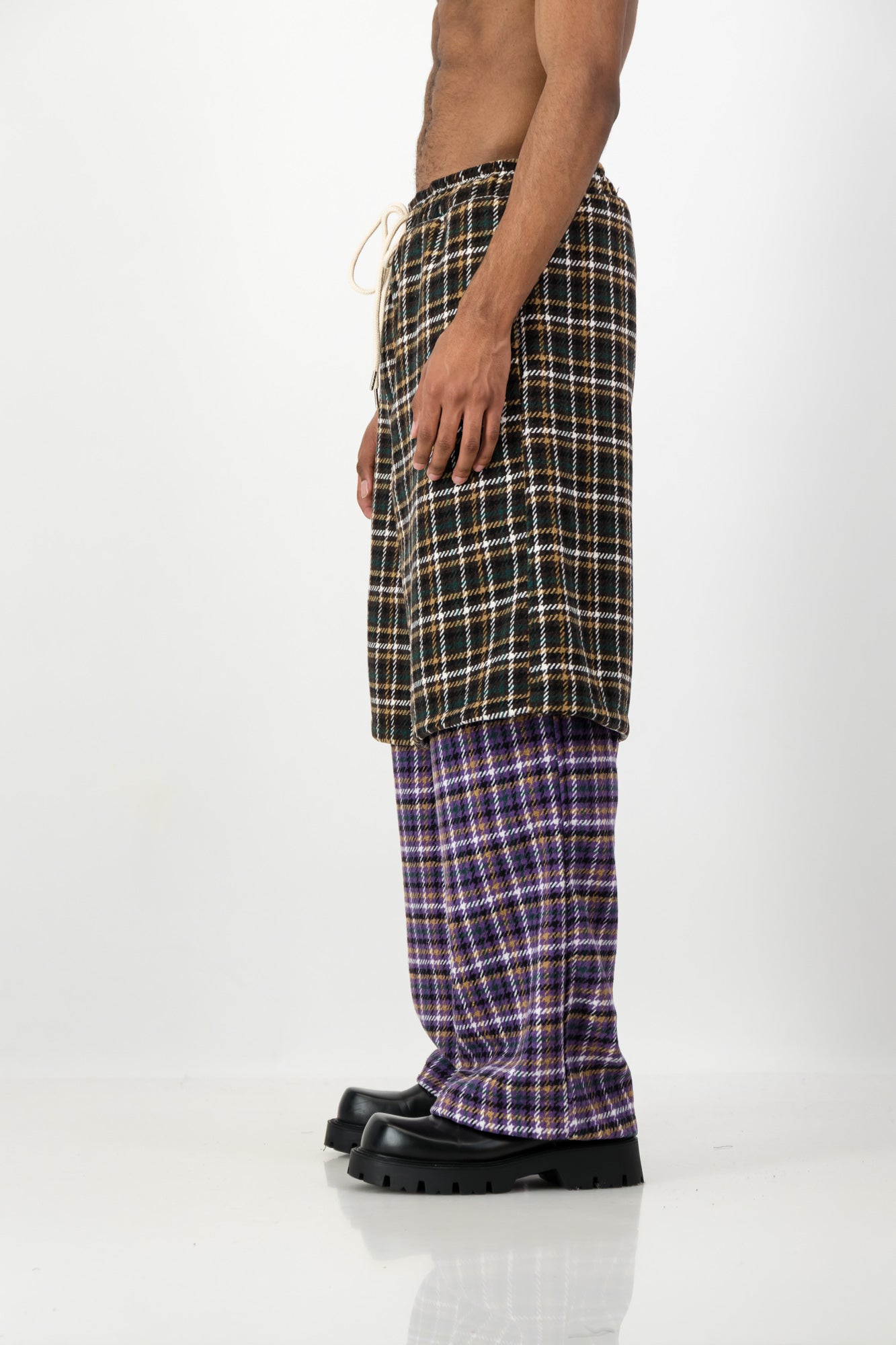 LAYERED PLAID PANTS