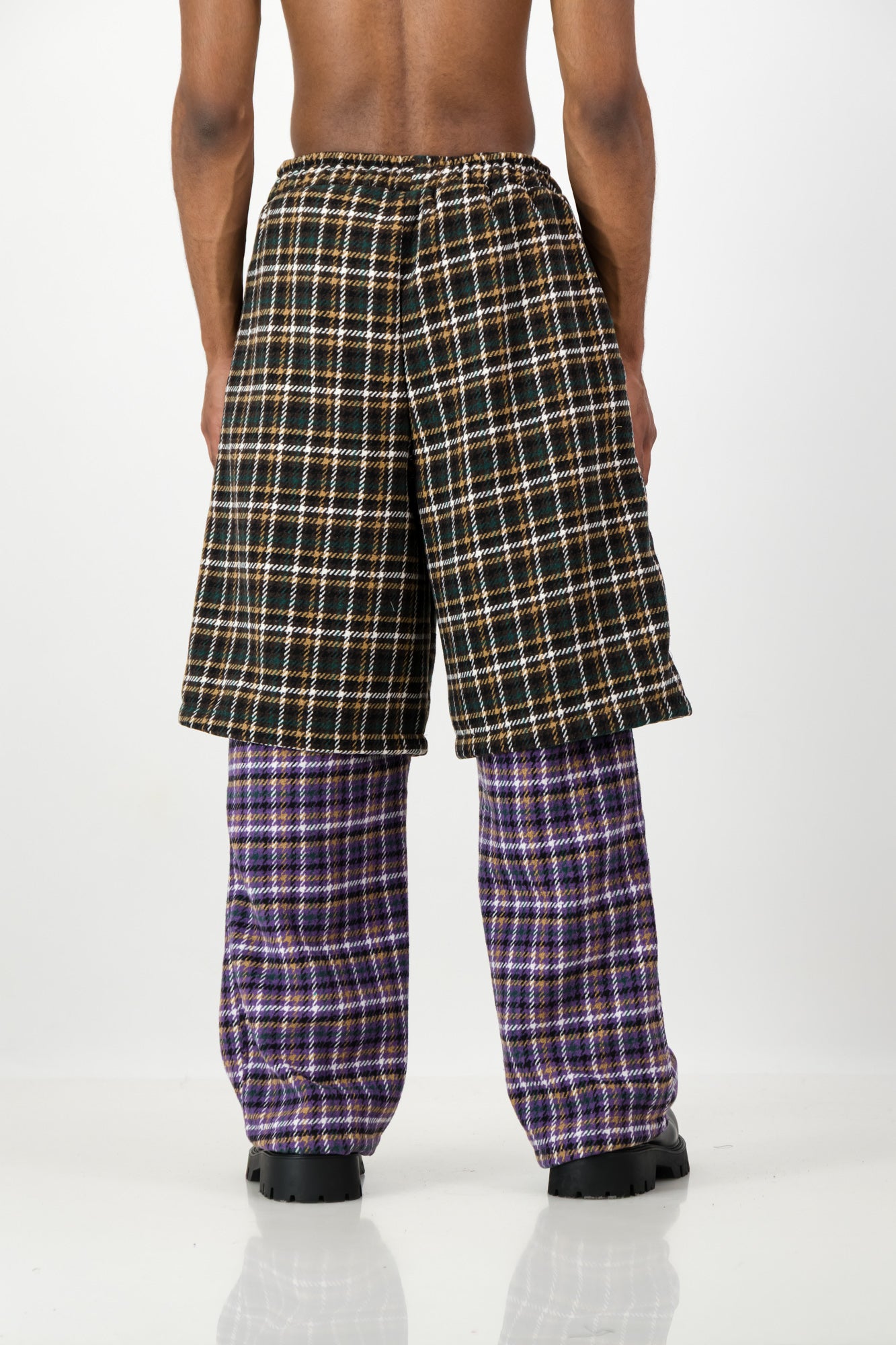 LAYERED PLAID PANTS
