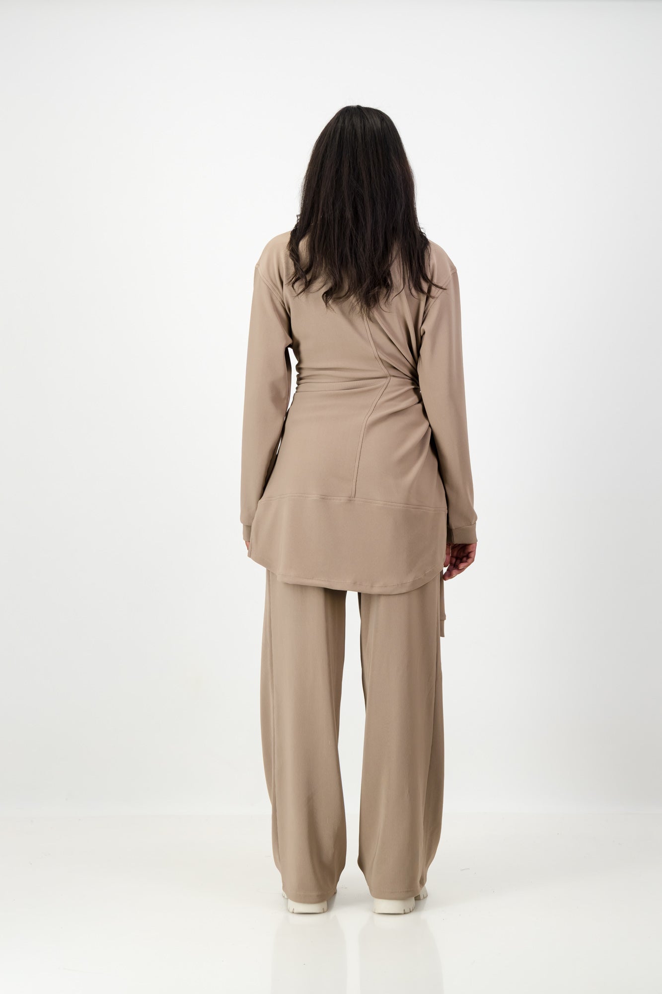 ADJUSTABLE WAIST PLEATED PANTS BROWN