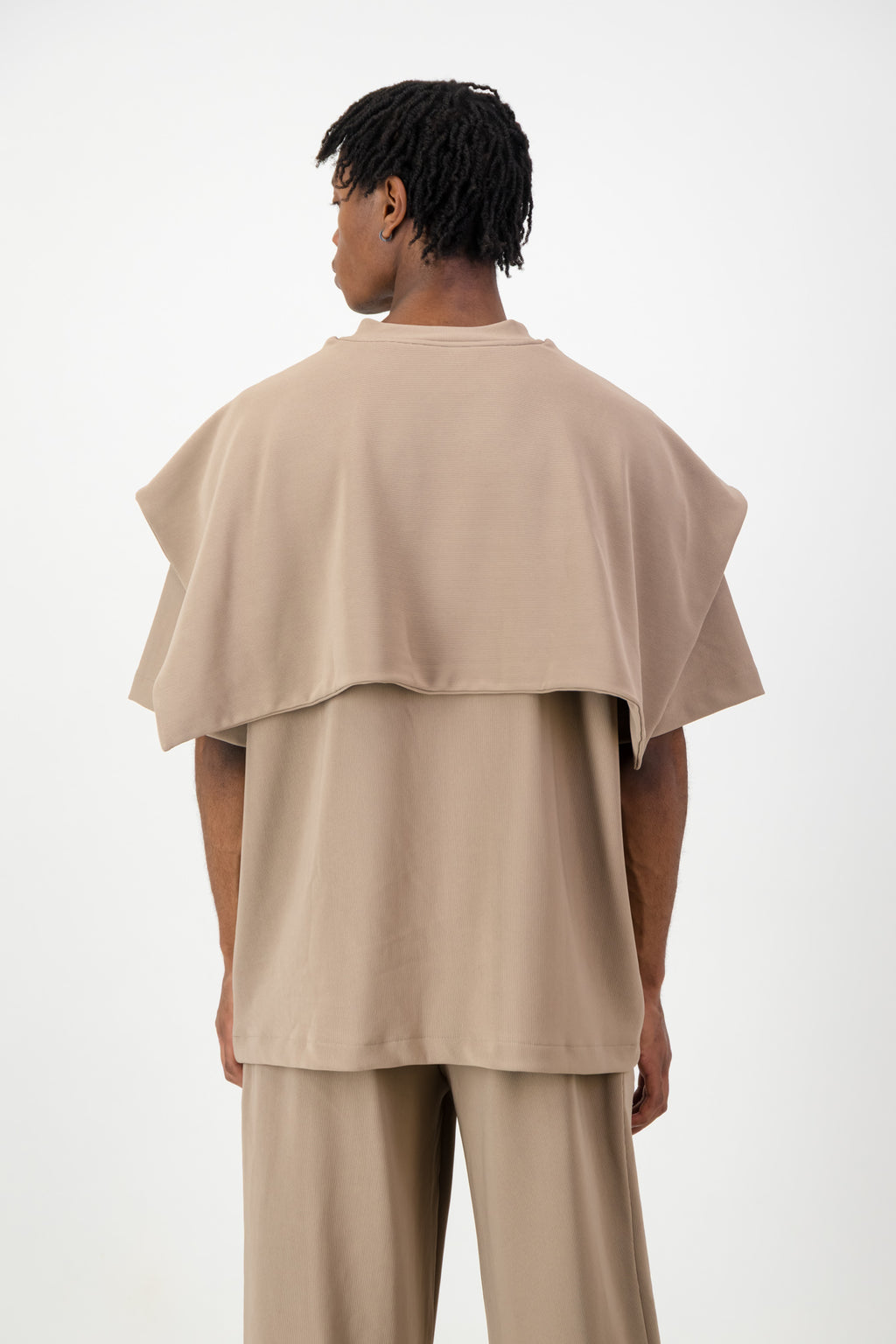KNOTTED SCARF T-SHIRT BROWN