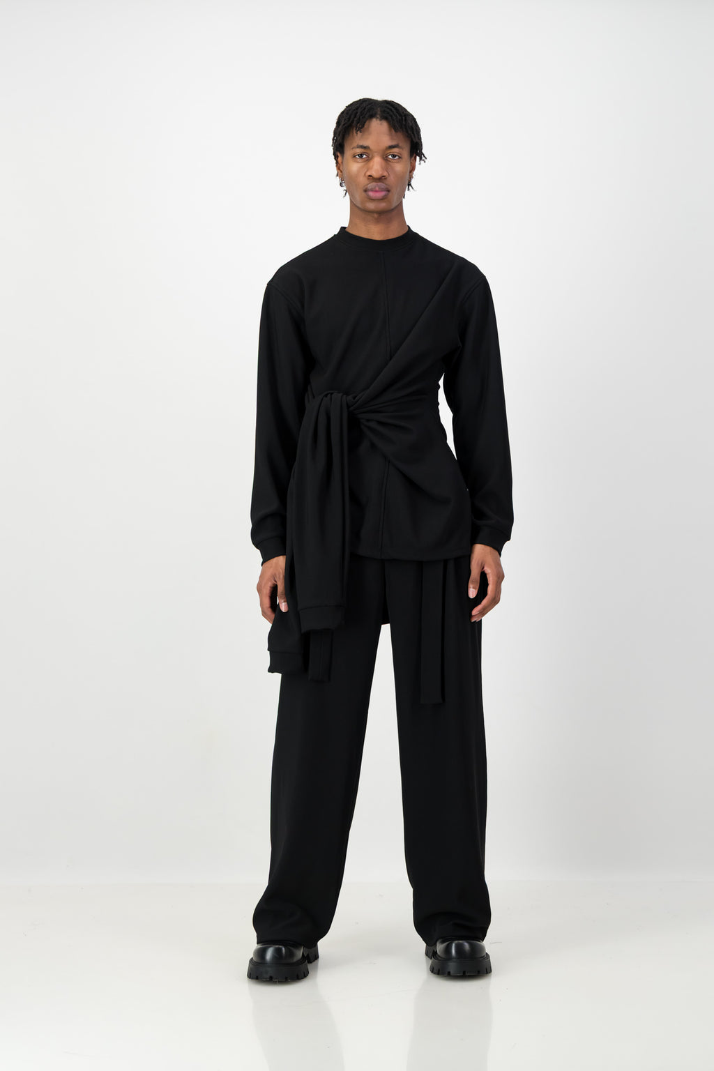 KNOTTED LONG SLEEVE T-SHIRT BLACK
