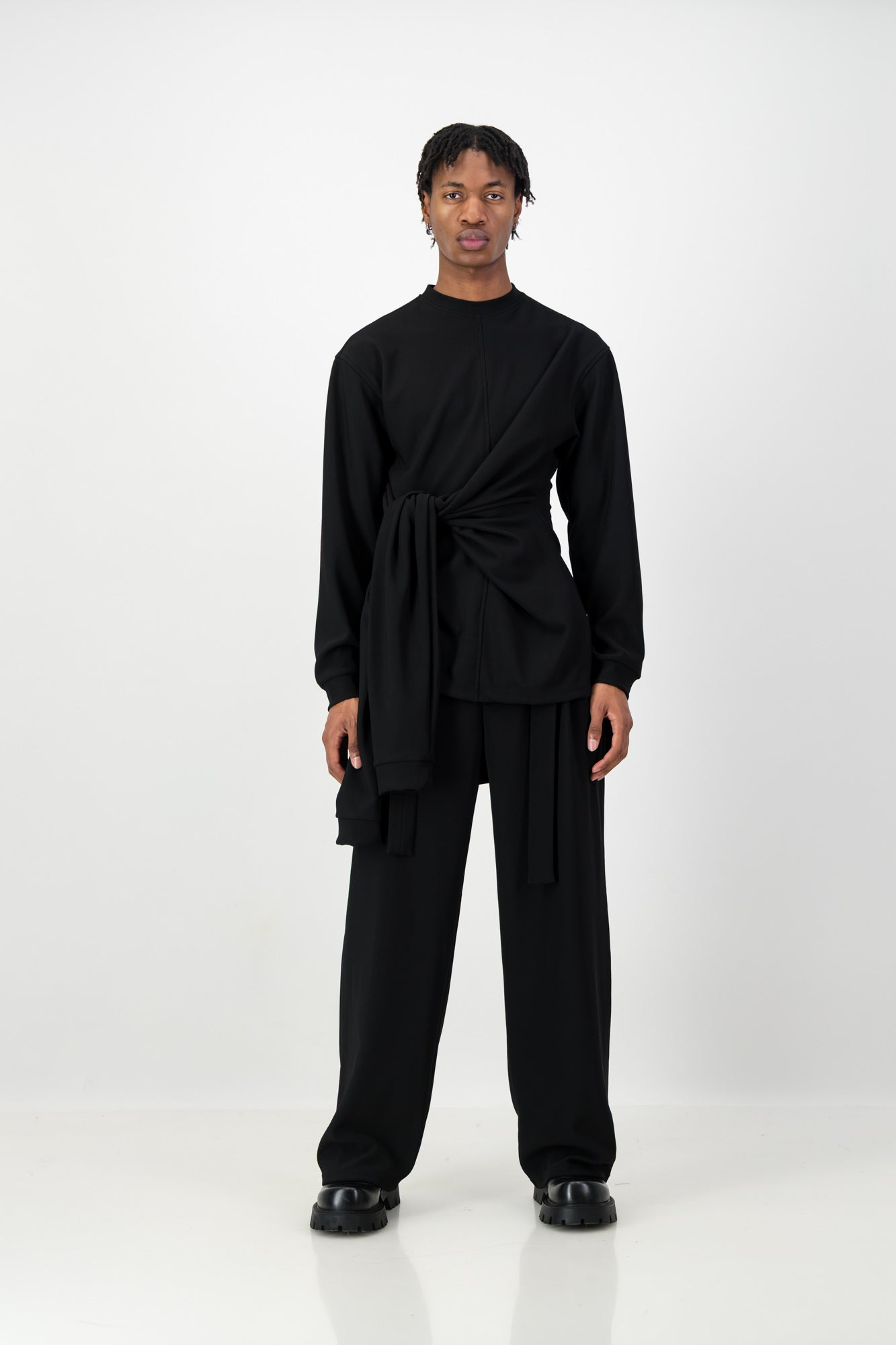KNOTTED LONG SLEEVE T-SHIRT BLACK
