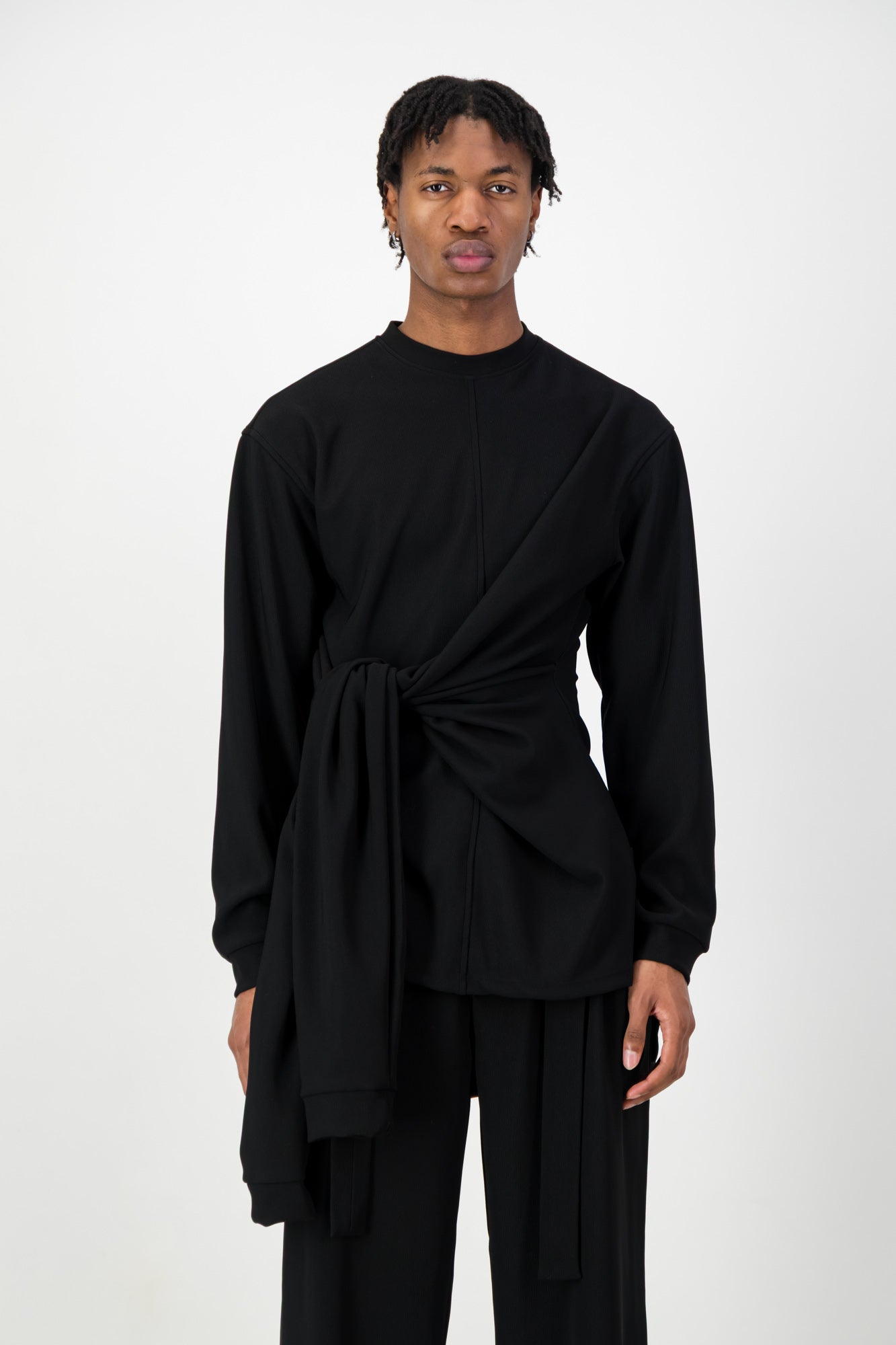 KNOTTED LONG SLEEVE T-SHIRT BLACK