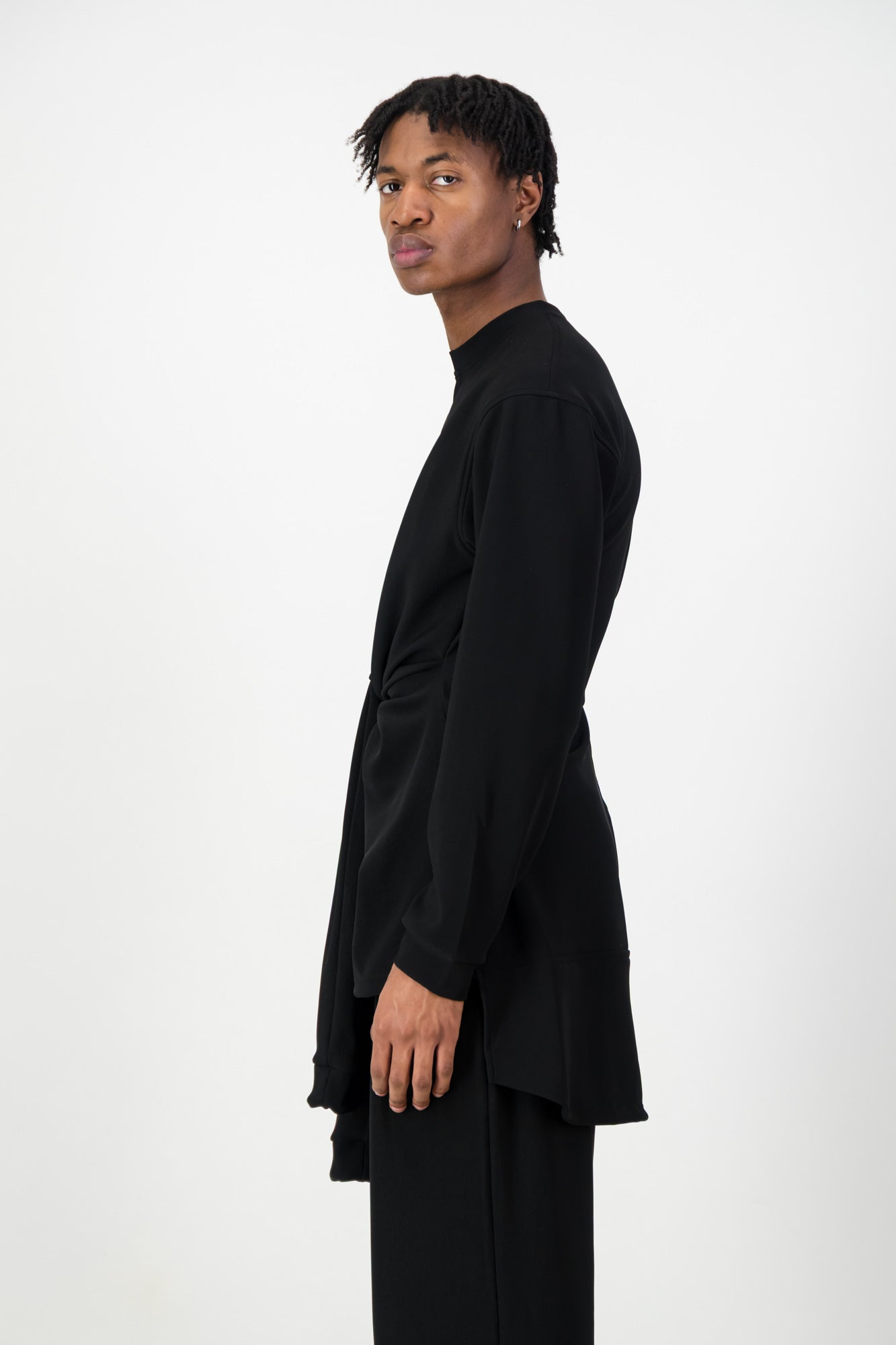 KNOTTED LONG SLEEVE T-SHIRT BLACK