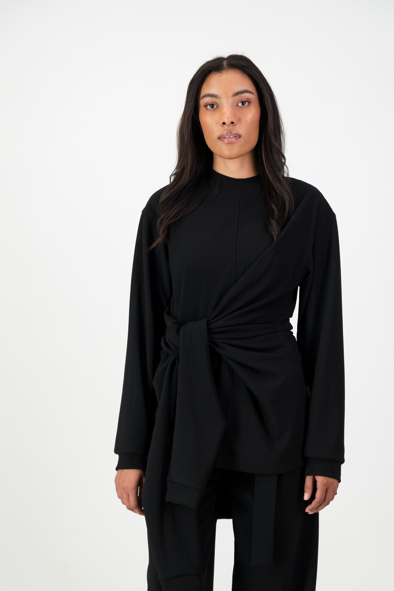 KNOTTED LONG SLEEVE T-SHIRT BLACK